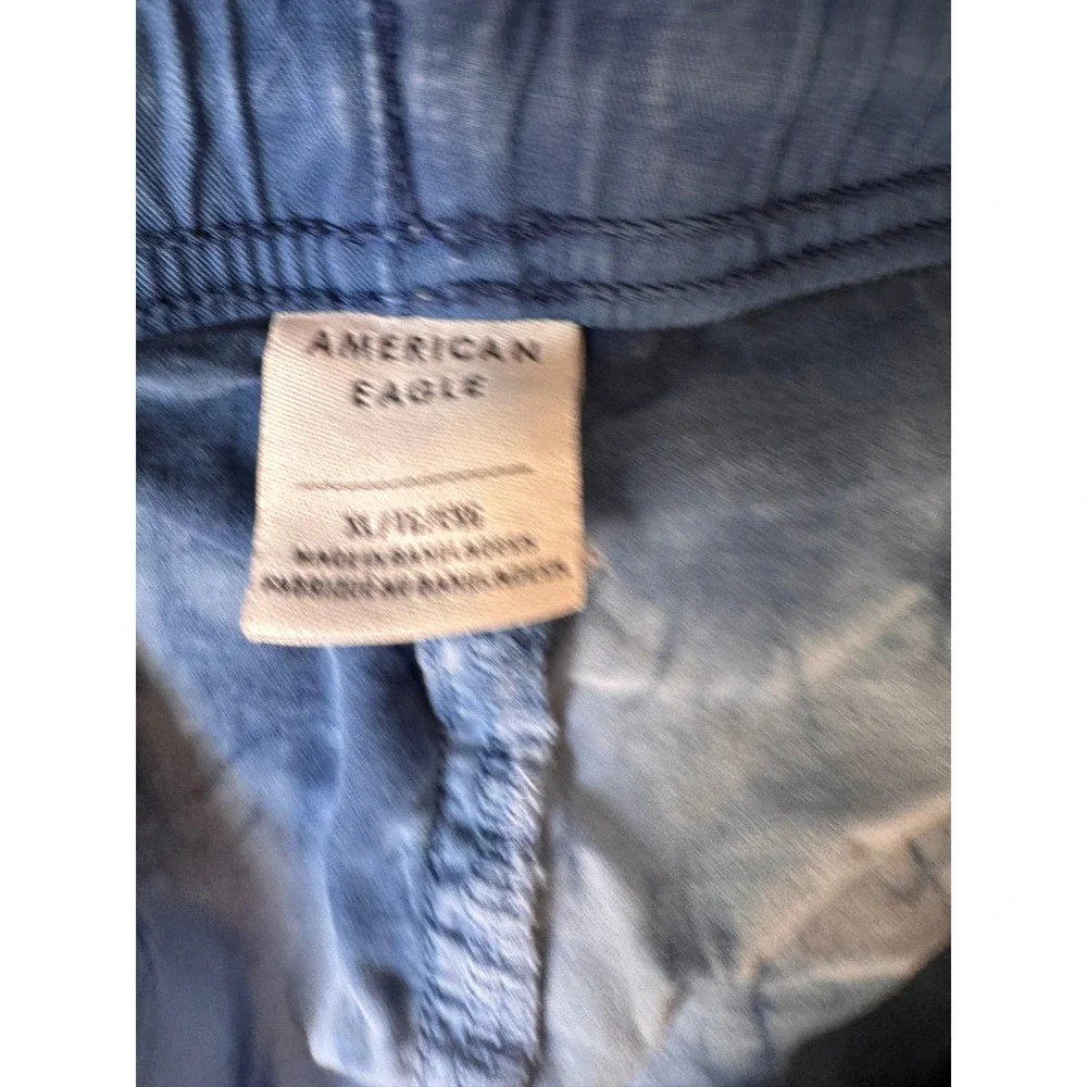 American Eagle Mens XL Tie Dye Drawstring Shorts Blue White Cotton Mix